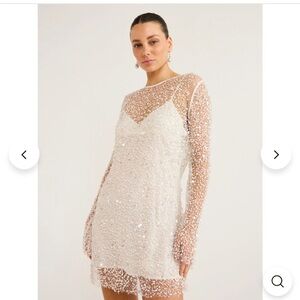 crystal-embellished gauze mini dress
